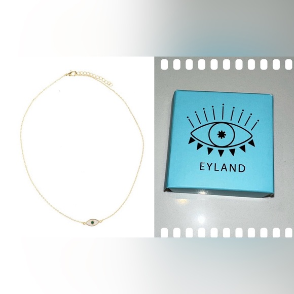 EYLAND white enamel evil eye 🧿 charm choker necklace bracelet gold chain - Picture 1 of 6